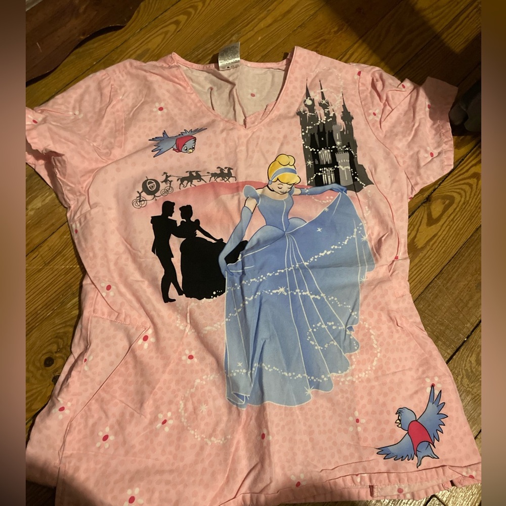 Disney Cinderella v neck scrub top